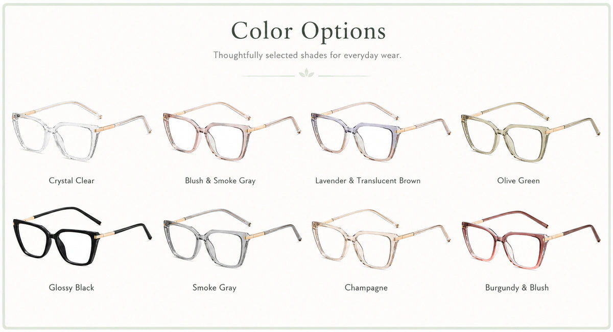 Available frame colors and details