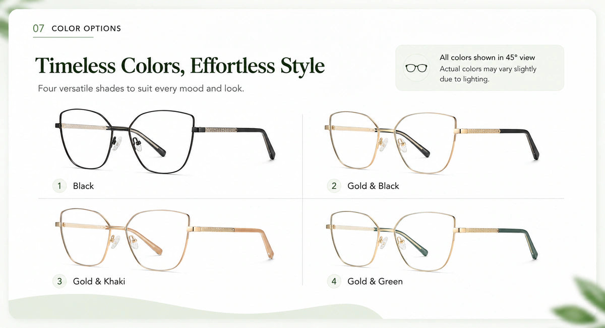 Available frame colors and details