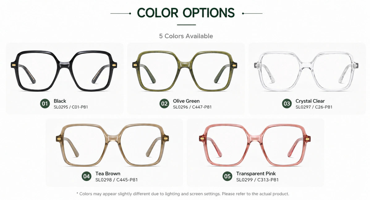 Available frame colors and details